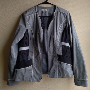 Vintage Y2K Christopher & Banks Silver and Black Zip Moto Jacket Size S